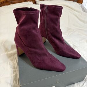 Ann Taylor Rich Plum Suede Heeled Boots